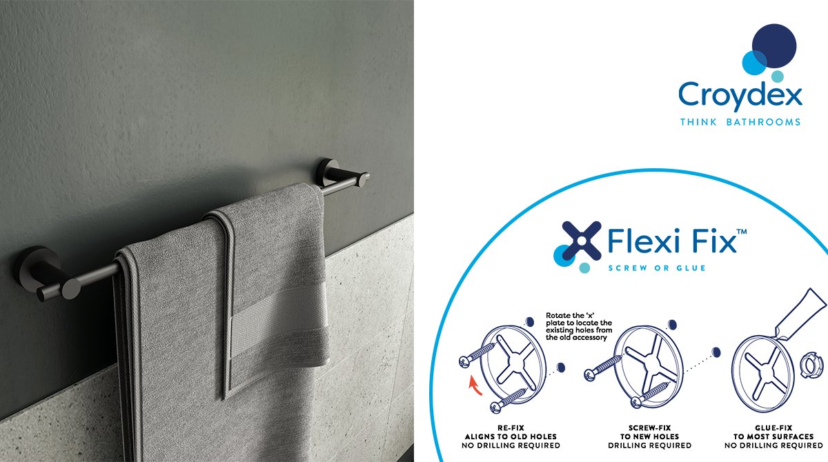 CroydexTrade's tweet photo. For simple retrofitting, the Flexi-Fix™ accessories can utilise existing screw holes leaving a crisp, clean finish to any renovation.

To find out about our full collection of Flexi-Fix™ accessories, speak to our sales team today:

sales@croydex.co.uk
+44 (0) 1264 365881 https://t.co/5G4yP4JLoB