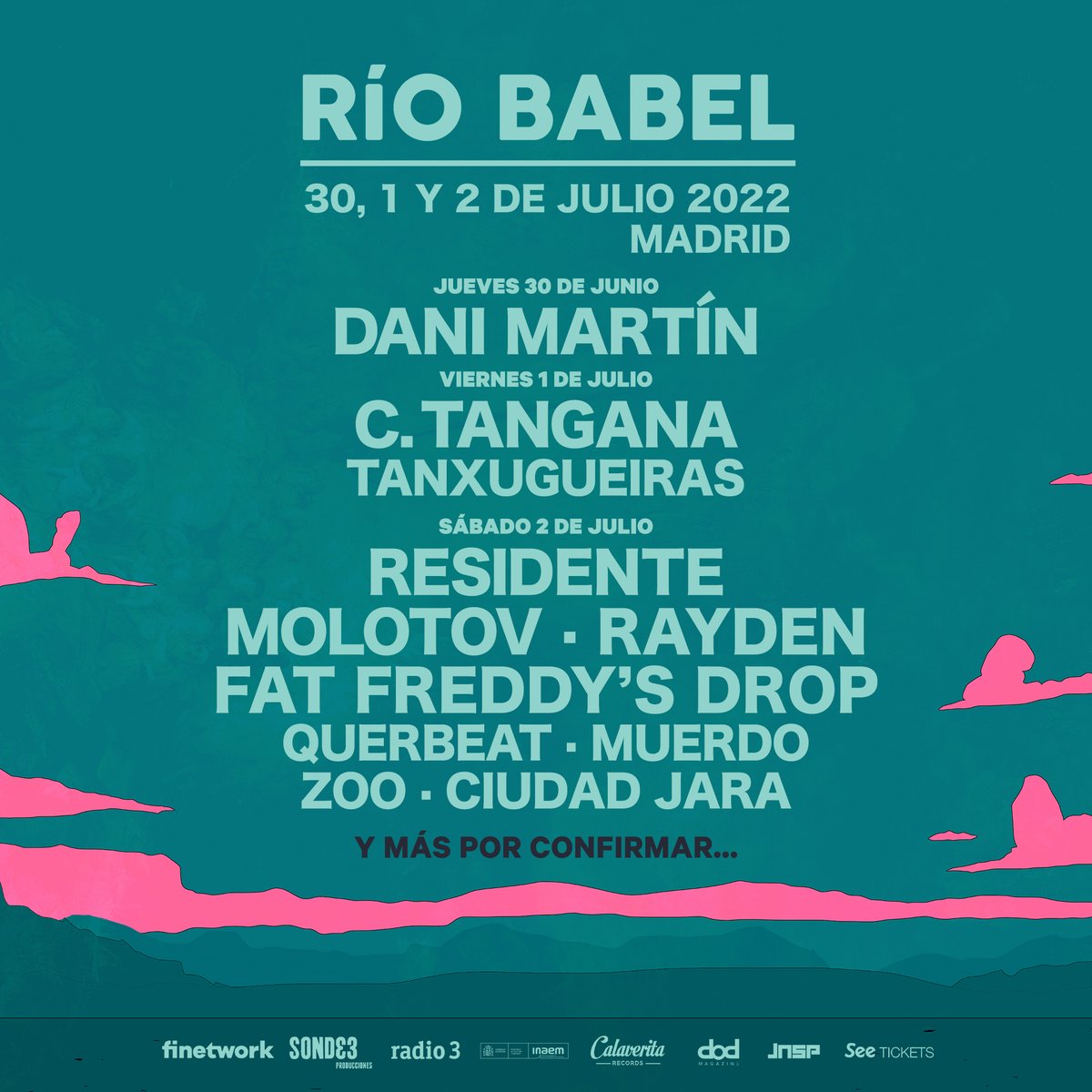 ¡CONFIRMACIONES! 
<a href="/MolotovBanda/">Molotov</a> <a href="/fatfreddysdrop1/">Fat Freddys Drop</a> <a href="/QuerbeatBrass/">Querbeat</a> <a href="/MuerdoMusica/">MUERDO</a>  <a href="/ZooPosse/">ZOO</a>  y <a href="/ciudadjara/">Ciudad Jara</a> se unen a <a href="/Residente/">Residente</a> y @soyrayden y completan el cartel del sábado.

🎟️<a href="/SeeTickets_ES/">See Tickets España</a> y festivalriobabel.com 🎟️
