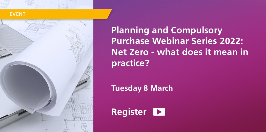 In our first planning and compulsory purchase webinar of 2022, we will cover what '#NetZero' means and consider recent statutory and policy changes in England and Wales that are likely to have an impact on development projects and decision-making. bsalmon.us/34Ih7RP