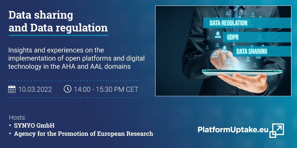Register to our joint webinar with <a href="/IDIHglobal/">IDIH Global</a> on 10.03.2022 and learn more on data sharing and data regulation in the field of open platforms and digital technology for active and healthy ageing!
Register here >>> platformuptake.eu/2022/02/08/dat…