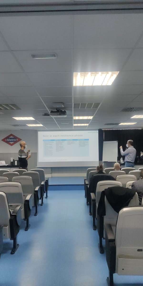 skarTaty's tweet photo. After 2 years of virtual meetings, I'm attending to a face to face meeting from @Safety4R H2020 project, hosted by @metro_madrid. @tree_RD is bringing TISAIL to the project, a Threat Intelligence Service for the railway sector. #h2020 #security #cybersecurity #railway https://t.co/0FkuI6h5NN