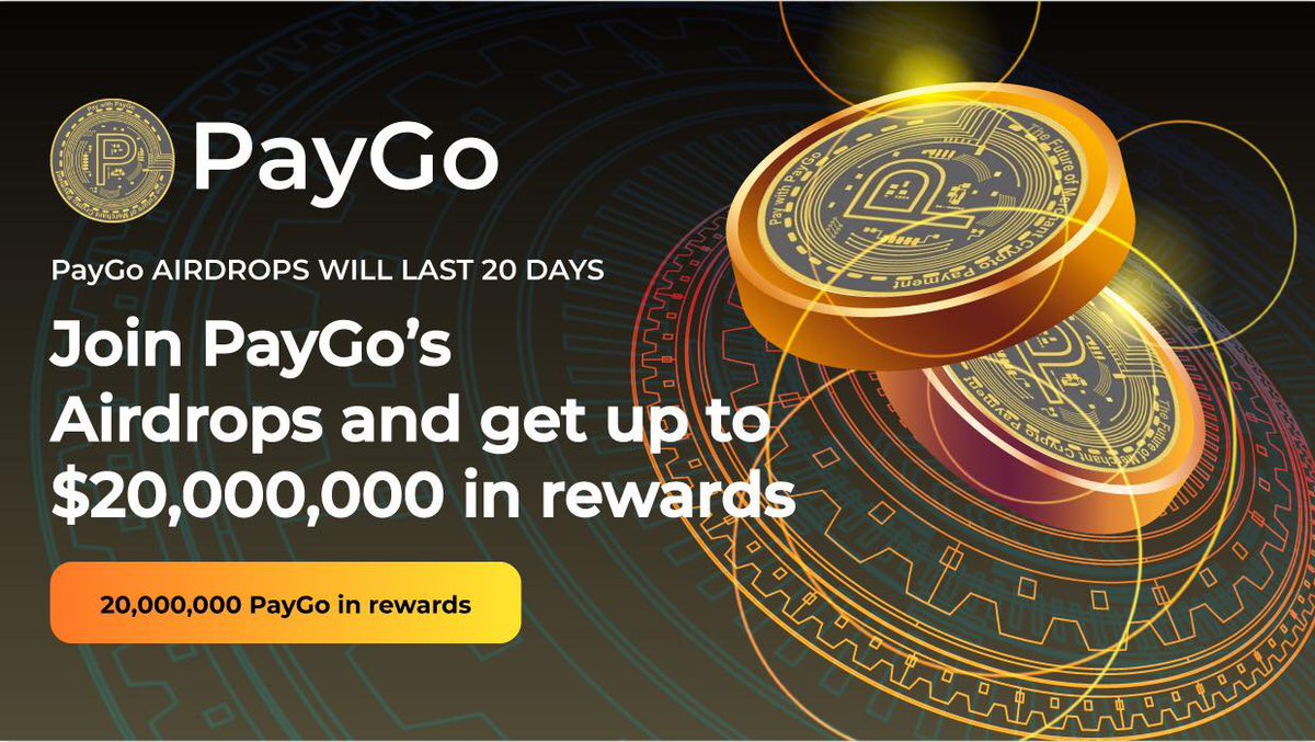 PayGo Airdrop

The rewards: 20,000,000 $PayGo Tokens
For completing all tasks: 1000 $PayGo Tokens
Referral: 1500 $PayGo Tokens

Airdrop Link: t.me/PayGoAirdropBot

Airdrop ends 28 February. Distribution of the award on 17 March

Good Luck
