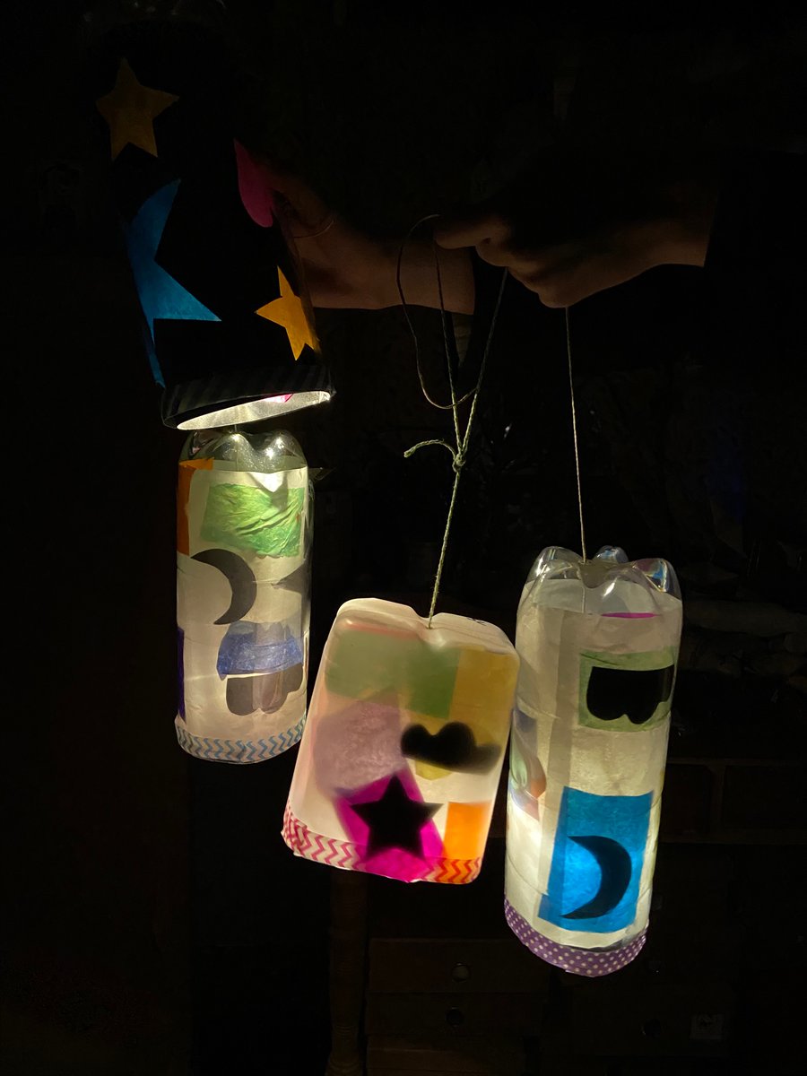 MadamFafa's tweet photo. Recycled bottle lanterns ready for the parade! @MorlandArea @StudioMorland #ruralarts #Recycle #lanternparade #CUMBRIA #eden https://t.co/dLS5HekT4z