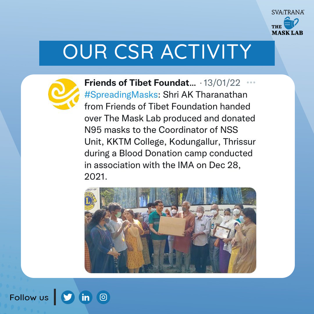 TheMaskLabIndia's tweet image. It is important to remember that we are still fighting this pandemic. As part of our #SpreadingMasks initiative, #ControlPrint and #TheMaskLab was able to help Friends of Tibet Foundation. Make sure to wear a mask to keep yourself and those around you safe when you step outside.