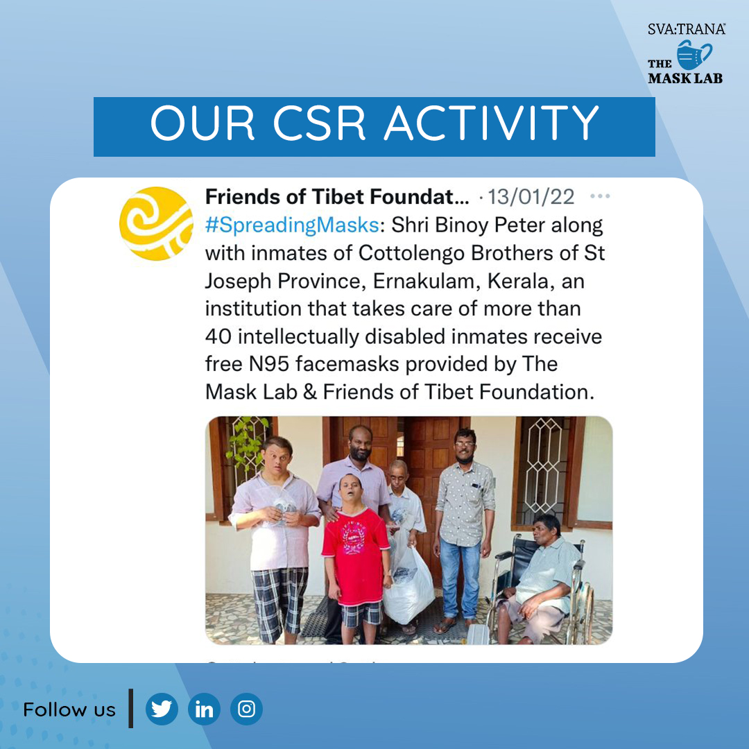 TheMaskLabIndia's tweet image. It is important to remember that we are still fighting this pandemic. As part of our #SpreadingMasks initiative, #ControlPrint and #TheMaskLab was able to help Friends of Tibet Foundation. Make sure to wear a mask to keep yourself and those around you safe when you step outside.