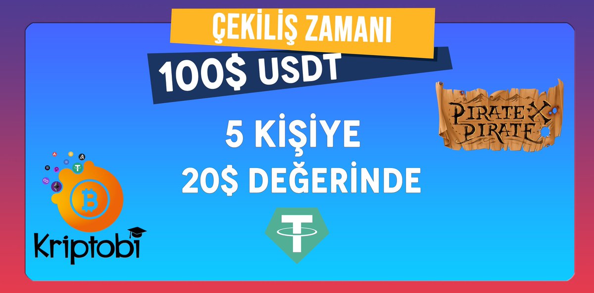 🎉 PirateXPirate &amp; Kriptobi Özel Çekilişi  🎉

🔹Kurallar 

▪️Bu postu RT+fav
▪️ Takip 👉 <a href="/PXPNFTsGame/">Pirate x Pirate | NFT Game</a>
▪️Katılım 👉 t.me/TRPXP

Çekiliş: 11 Şubat'ta Açıklanacak 
Ödül: 5 kişiye toplamda $100 $USDT
