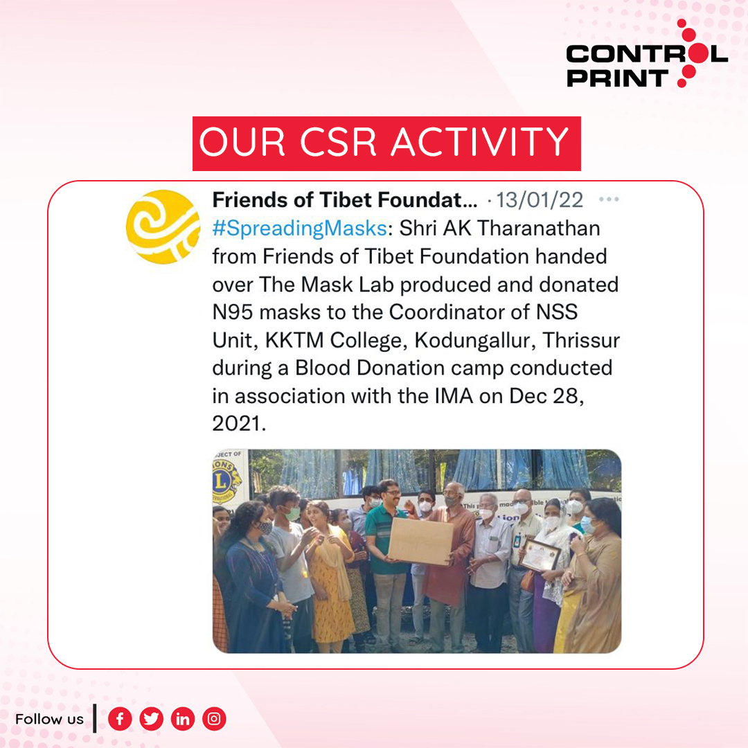 controlprintltd's tweet image. It is important to remember that we are still fighting this pandemic. As part of our #SpreadingMasks initiative, #ControlPrint and #TheMaskLab was able to help Friends of Tibet Foundation. Make sure to wear a mask to keep yourself and those around you safe when you step outside.