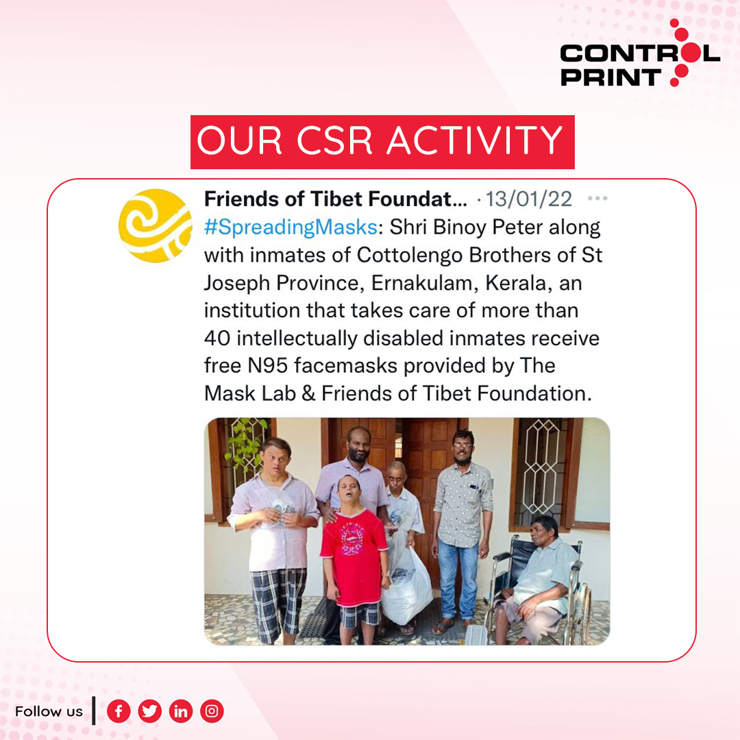 controlprintltd's tweet image. It is important to remember that we are still fighting this pandemic. As part of our #SpreadingMasks initiative, #ControlPrint and #TheMaskLab was able to help Friends of Tibet Foundation. Make sure to wear a mask to keep yourself and those around you safe when you step outside.