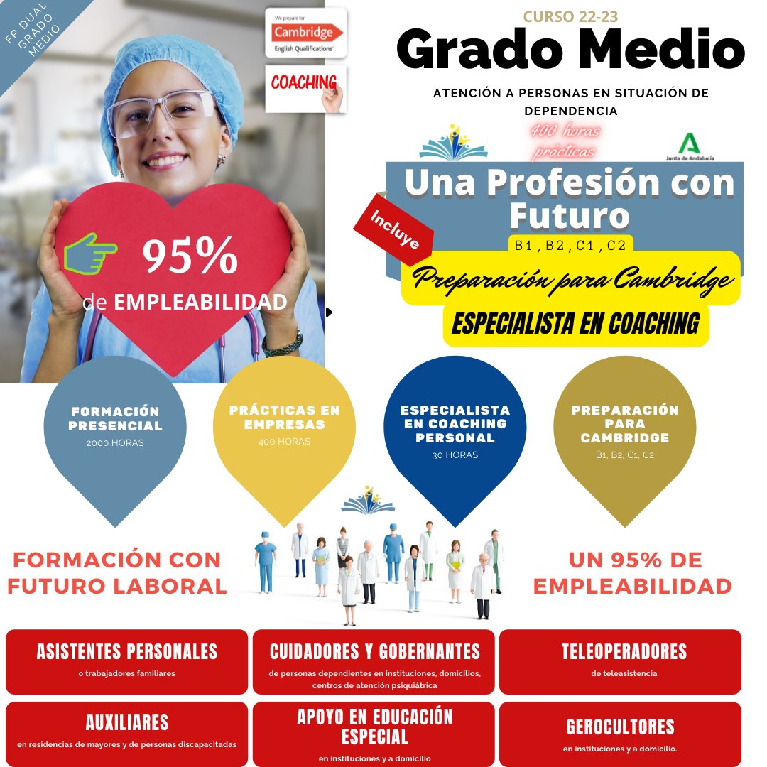 colegioandevalo's tweet photo. Matriculación abierta para el Grado Medio de Atención a Personas en Situación de Dependencia en Sevilla.  Un aprendizaje individualizado, adaptado a las fortalezas y debilidades de cada estudiante.  #FPDual, #gradomedio, #FP, #FPsevilla 
https://t.co/Sk5h0sKKfM https://t.co/gnagkNVeEG
