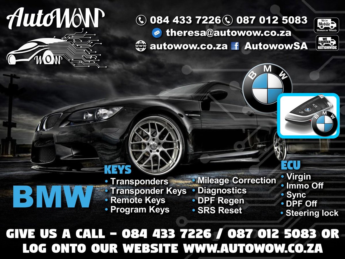 GorePrinting's tweet image. AutoWow Gauteng - BMW - Lost or broken car key? We do VEHICLE KEY REPAIRS &amp;amp; REPLACEMENTS, AIRBAG CONTROL MODULE RESET AND MORE. log onto autowow.co.za for more information
Contact us on 0844337226 / 0870125083
 FB page 
facebook.com/AutowowSA

#autoWow #Keyreplacements