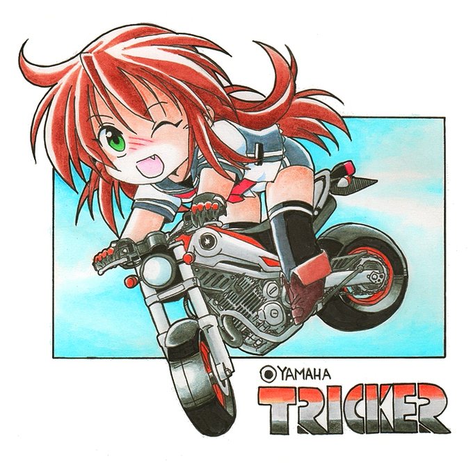 バイク女子のtwitterイラスト作品