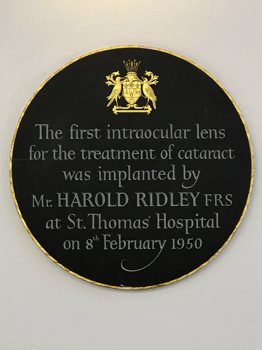spectaclemakers's tweet photo. Today in 1950 Sir Harold Ridley @GSTTnhs used an intraocular #lens in a human #eye. Improving #vision for all people with #cataracts. We celebrate this pioneering work. It is now the most performed nhs operation #ophthalmologist #ophthalmicnurse #optometrist #lensdesigner https://t.co/Lu1NSrysDB