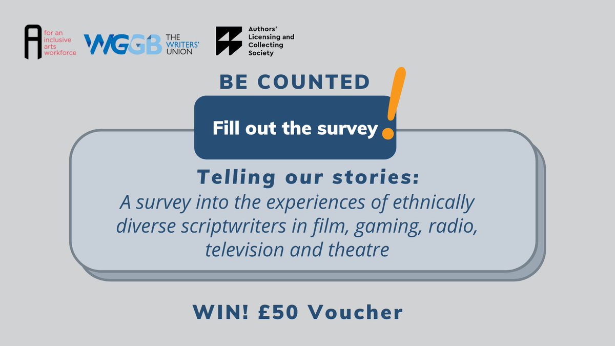 TheWritersGuild's tweet photo. Have you filled in the Telling Our Stories survey into the experiences of ethnically diverse #scriptwriters in film, gaming, radio, television + theatre?
Get your voice heard + inform the next step of our #EqualityWrites campaign
#RaceEqualityWeek
https://t.co/sES4HlUDjN https://t.co/2T3OIjLMNL