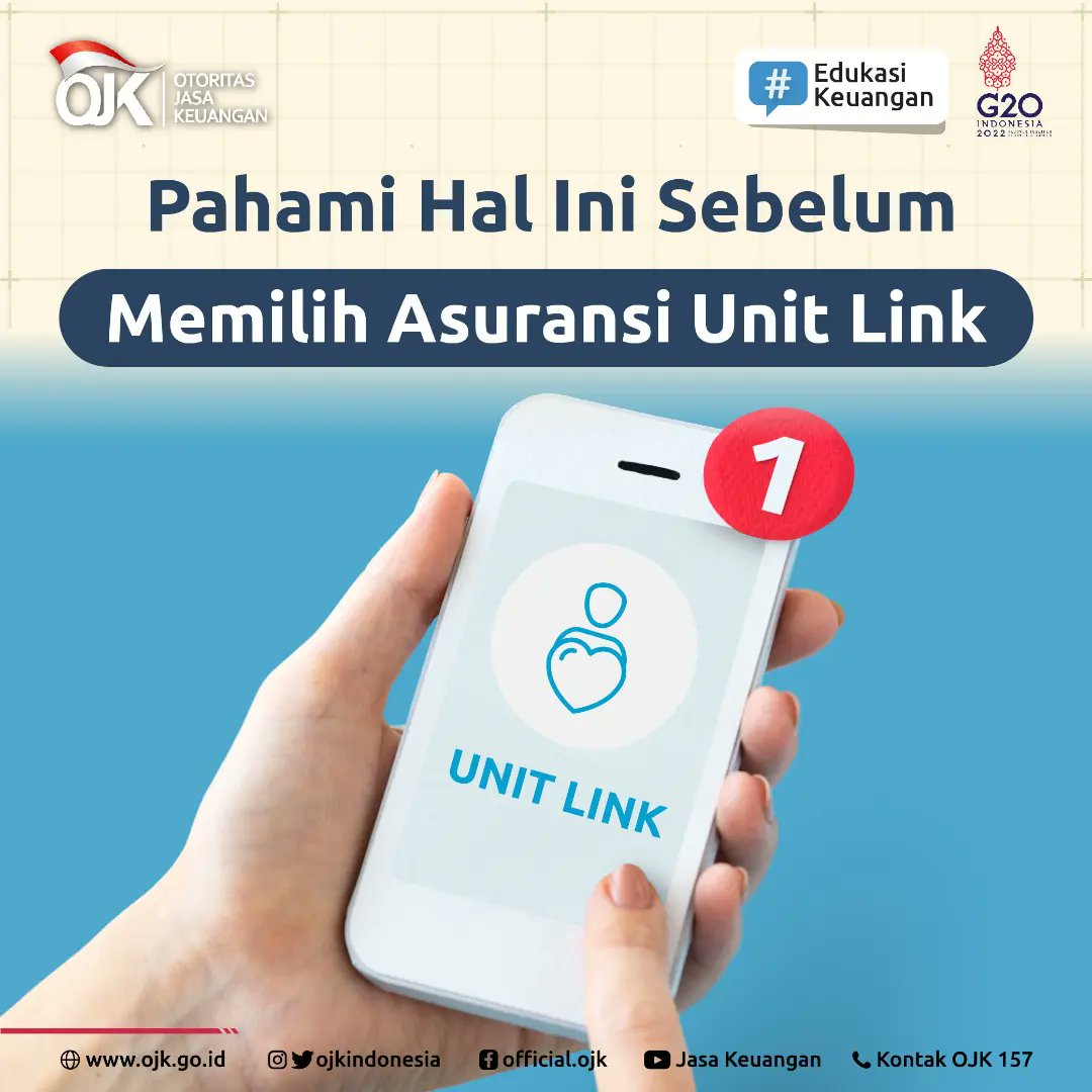 ojkindonesia's tweet photo. Pahami Hal Ini Sebelum Memilih Asuransi Unit Link.

Sobat OJK, sebelum memilih asuransi Unit Link kamu harus tahu bahwa Unit Link merupakan salah satu jenis produk asuransi yang dikombinasikan dengan fitur investasi. Unit Link bukanlah tabungan. https://t.co/MxmheqyiKQ