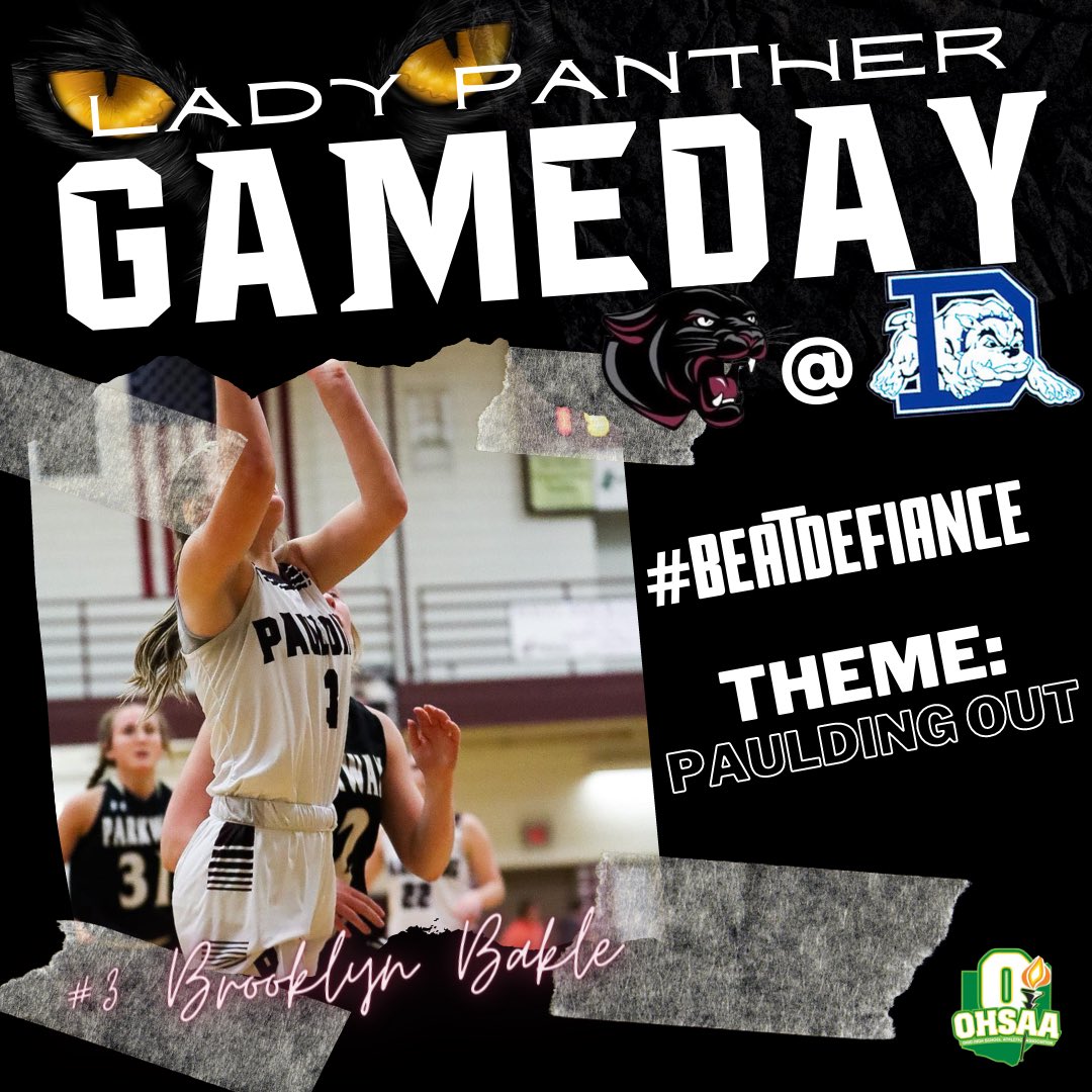 paulding_ss's tweet photo. It’s #gameday Panthers! 🏀

Our girls travel to Defiance 🔵⚪️tonight to take on the Lady Bulldogs! 🐶

JV tip off at 6:00…. And varsity follows!

THEME: PAULDING OUT 🐾🐾

Let’s go get that dub ladies! #beatdefiance https://t.co/Zi7wbr1W0p
