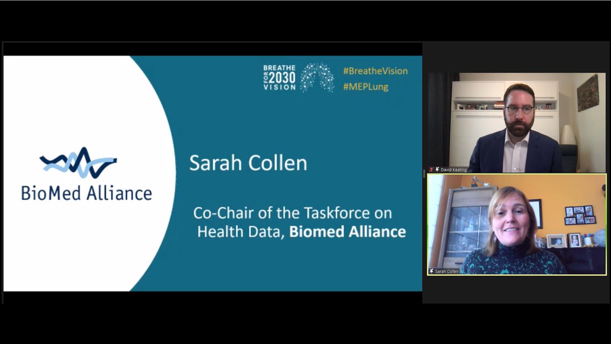 Biomedalliance's tweet photo. The co-chair of our #HealthData Task Force @SarahCollen4 just presented her hopes and recommendations for the #EHDS at the #MEPLung webinar

Read our full recommendations on #EHDS here➡️https://t.co/DrCKA6RSqV https://t.co/r1m0HvEv6D