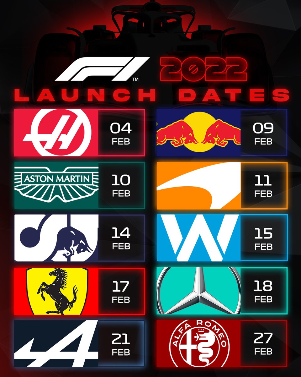 Launch Schedule 2022 Formula 1 On Twitter: "Confirmed: All 10 Launch Dates! 🗓 #F1  Https://T.co/Luhicudcbu" / Twitter