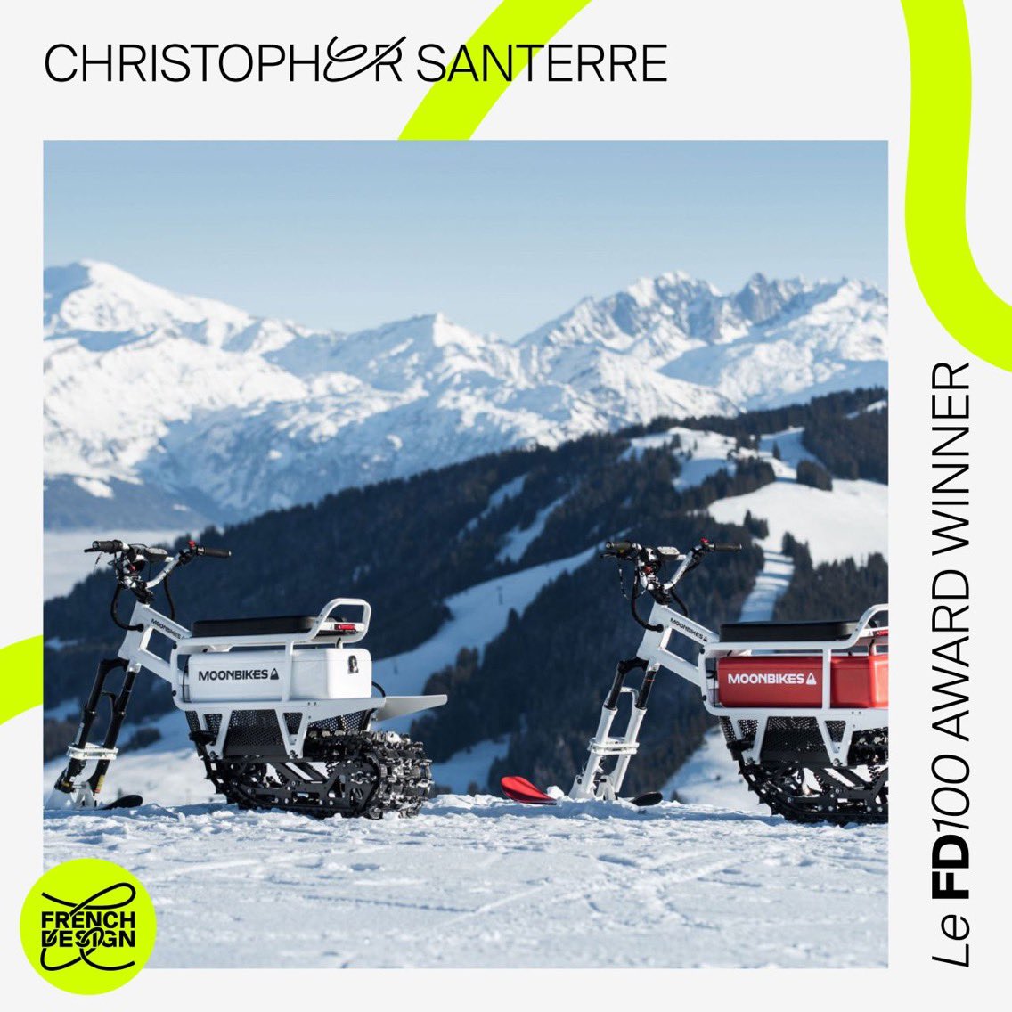 MoonBikesMotors's tweet photo. Félicitations à Christopher Santerre, designer de notre #Moonbike, lauréat du prix @leFrenchDesign 100 🏆
Ce prix récompense le rayonnement international des designers, il sélectionne les 100 meilleurs projets de design d'objets et d'espaces qui valorisent le design français !😍 https://t.co/mydpUYwIbb