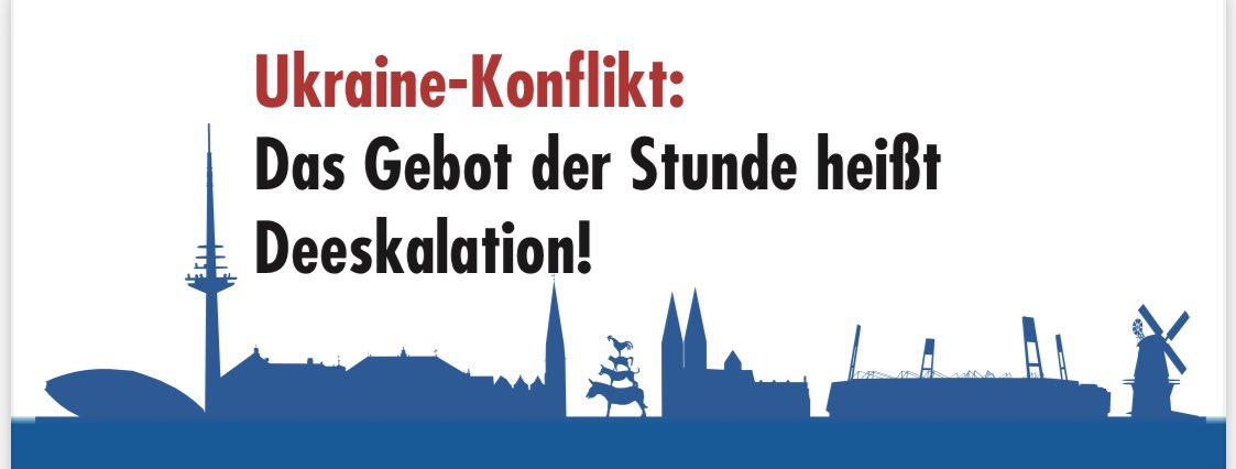 dgbbremen's tweet photo. #Kundgebung für den #Frieden!
Wir rufen gemeinsam mit einem breiten Bündnis zur Deeskalation im #Ukraine-Konflikt auf! 

📍 Bremer Marktplatz
🗓 9.2.2022 um 17 Uhr 

Mit Reden von @jaspervonlegat und Reiner Braun vom IPB. 👀

https://t.co/OQPKskhkds https://t.co/6xYqen5xwo