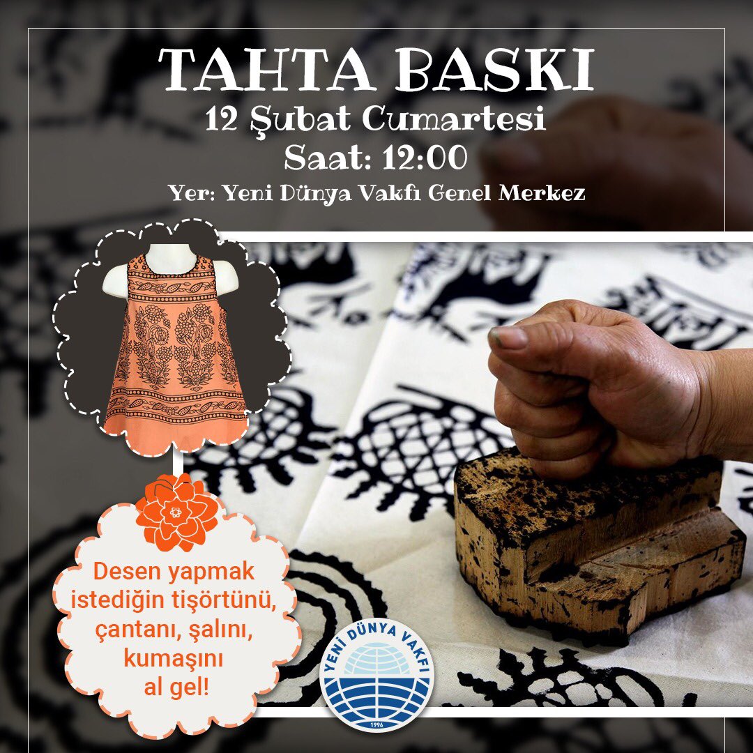 Bu yılın ilk “Geleneksel Medrese Kahvaltısı” 12 Şubat Cumartesi günü Genel Merkezimizde başlıyor!
Kahvaltının ardından “Tahta Baskı” etkinliğimiz olacaktır.

*Program kızlara yöneliktir. 

Aşağıdaki formdan isminizi göndermeniz yeterlidir;

🔗forms.gle/Z7o13b2abf9nGk…