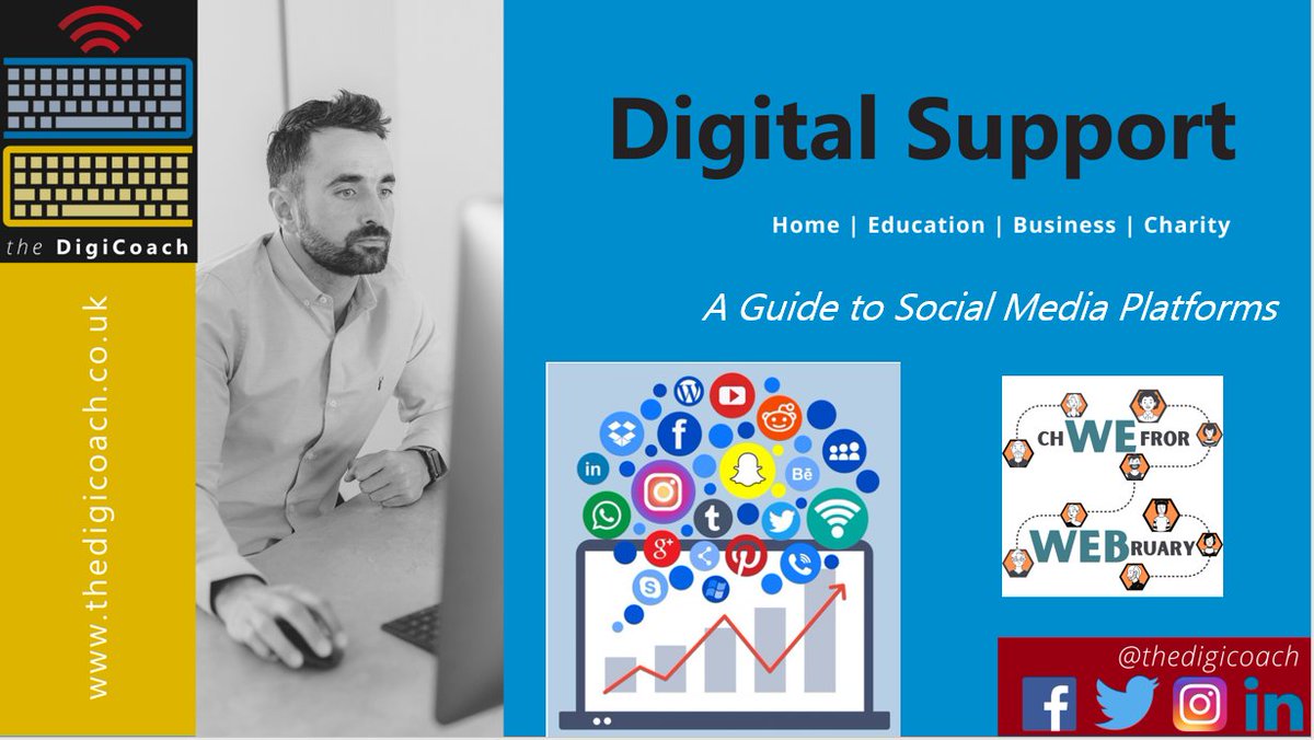 𝗔 𝗚𝘂𝗶𝗱𝗲 𝘁𝗼 𝘀𝗼𝗰𝗶𝗮𝗹 𝗺𝗲𝗱𝗶𝗮 𝗽𝗹𝗮𝘁𝗳𝗼𝗿𝗺𝘀

Join me at 9.30am Monday 14th February for a free workshop on the various social media platforms as part of the #WEBruary digital campaign. #CHWEfror

#Facebook #Instagram #Twitter #LinkedIn 

us02web.zoom.us/meeting/regist…