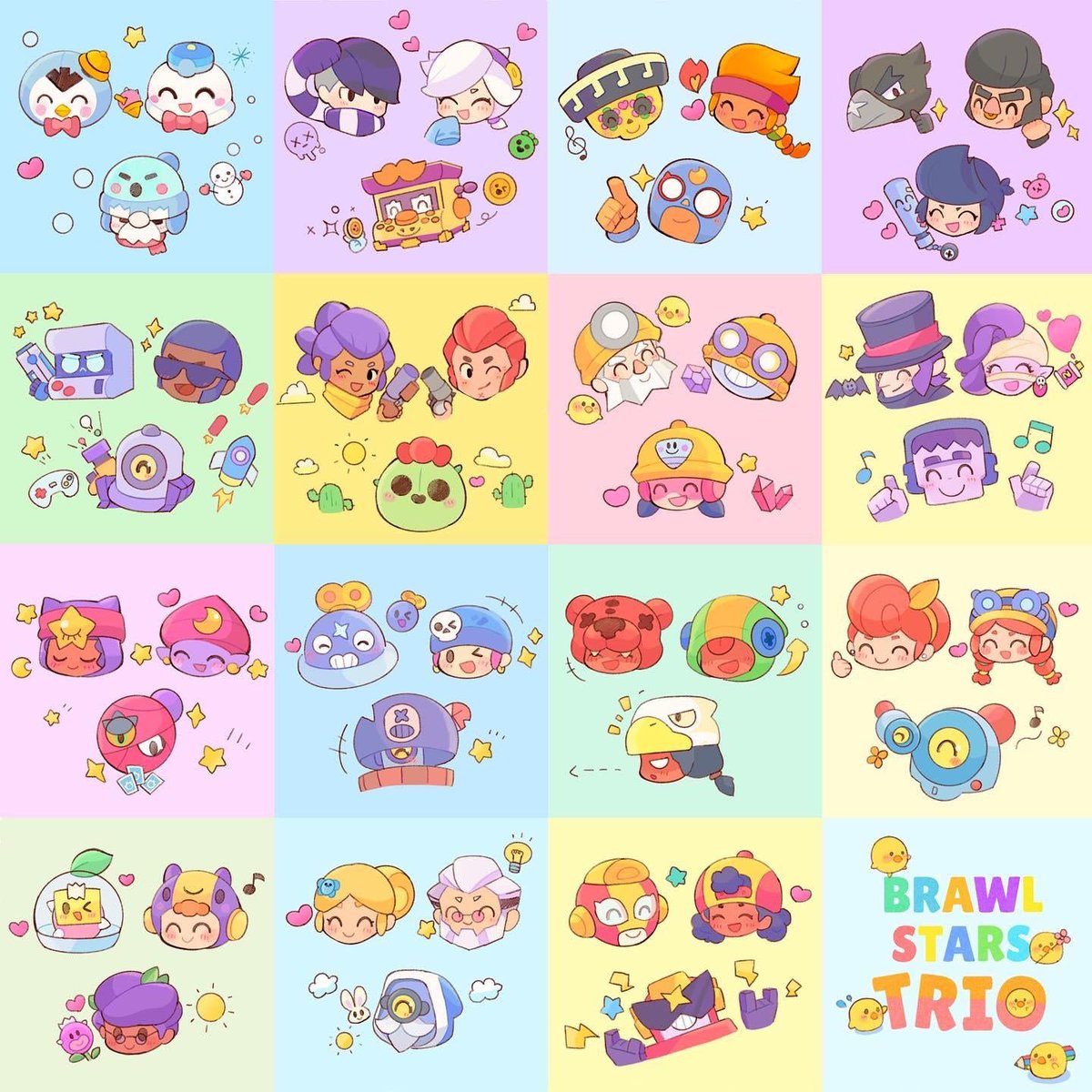 BrawlStarsIN's tweet photo. Kya aapki koi favourite trio hai? Comments mein share kijiye! 

#BrawlArts
Credits:🎨u/nana7bs https://t.co/BTHvjtgp1X