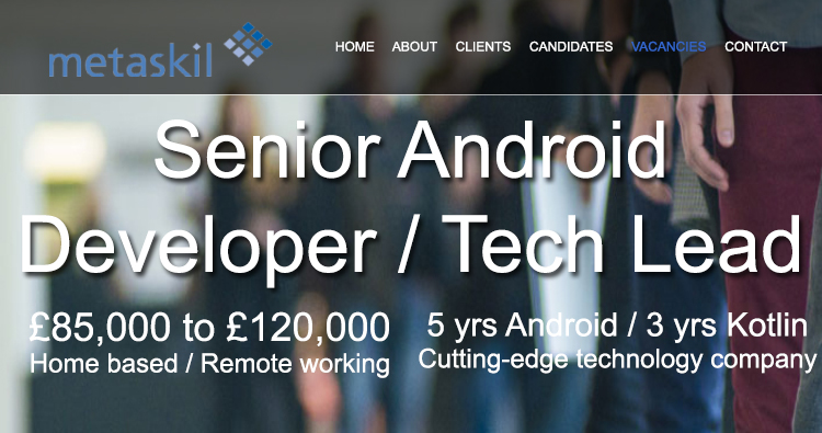 Senior Android Developer / Technical Lead Home based £85,000 to £120,000 metaskil.com/jobs/senior-an… #androiddeveloper #homebased #remoteworking #android #kotlin