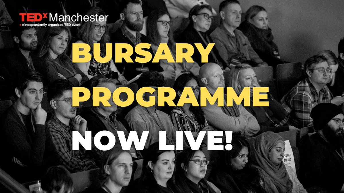 The TEDxManchester Bursary Programme is now live! Thanks to our Headline Sponsor, we’ll be providing 40 free guest passes to successful applicants. Just head over to tedxmanchester.com/bursary/ and let us know why you’d like to be included in #TEDxManchester 2022