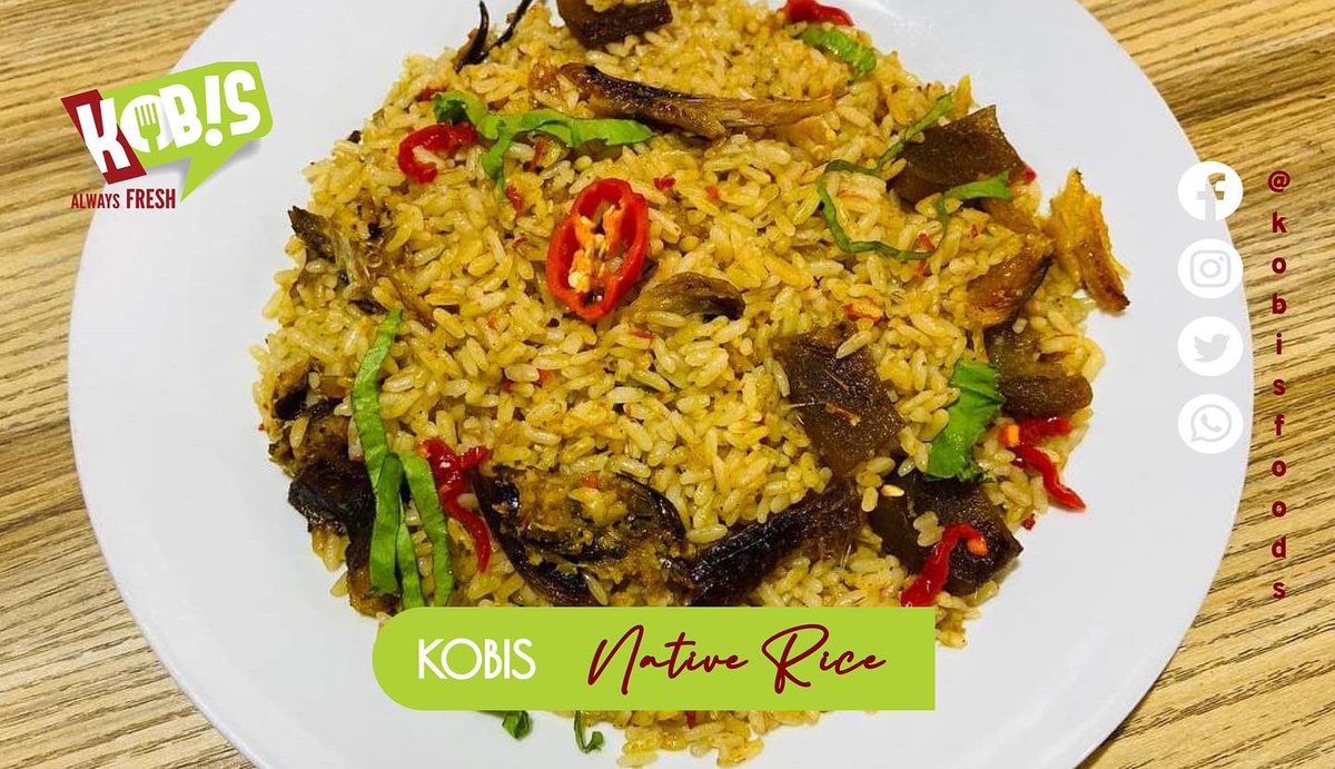 KobisFoods's tweet photo. Introducing: 
The Kobis Native Rice.

That rich african taste. You just wanna have more!

#kobis #alwaysfresh #nativerice #villagerice #rice #delivery #lunch #foodinlagos https://t.co/uC89u3ZrKx