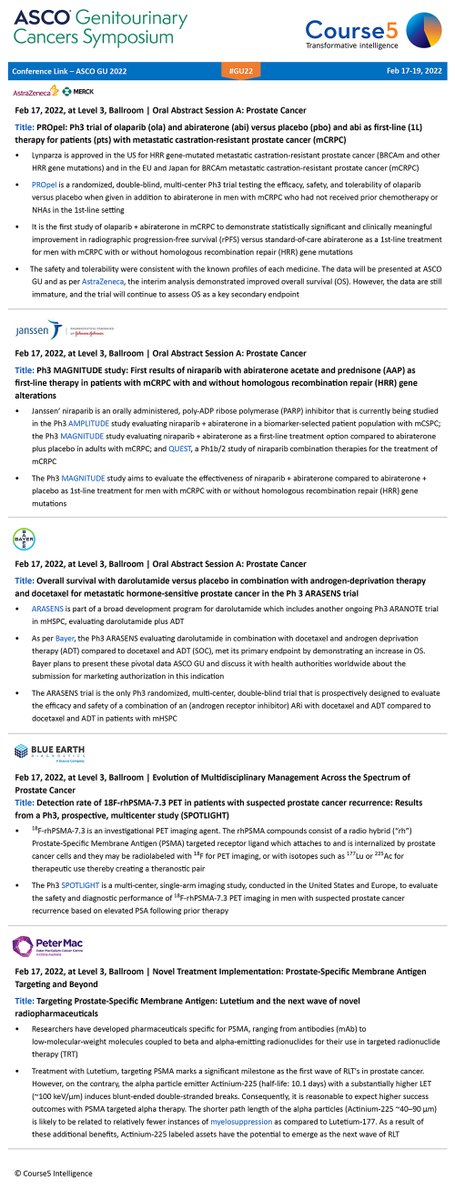 Course5_LifeSci's tweet photo. The ASCO GU 2022 is set to begin from next week. We look forward to attending highly interactive sessions based on the latest research advances in #prostatecancer. Here is Course5i curated list of Prostate cancer-focused sessions at this year's #GU22 #ClinicalResearch https://t.co/isKdqyuGs0