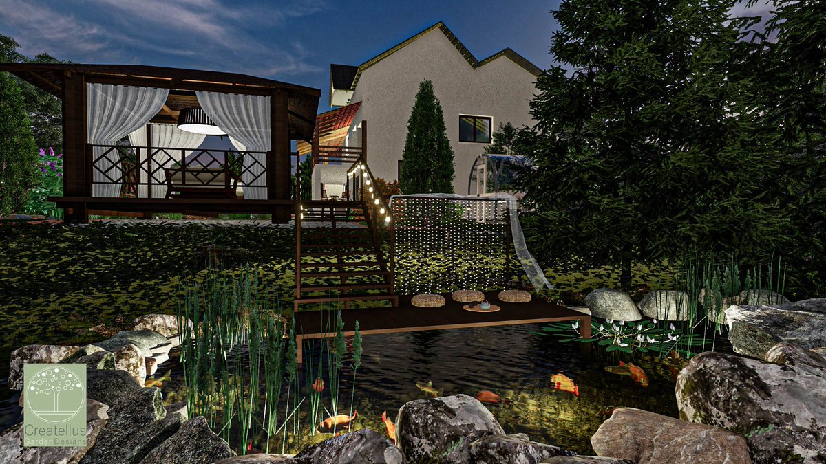 backyard pond design 
#3D #design #garden #gardening #pond #landscape #nature #plants #Flowers #trees #3dmodeling #rendering #backyarddesign