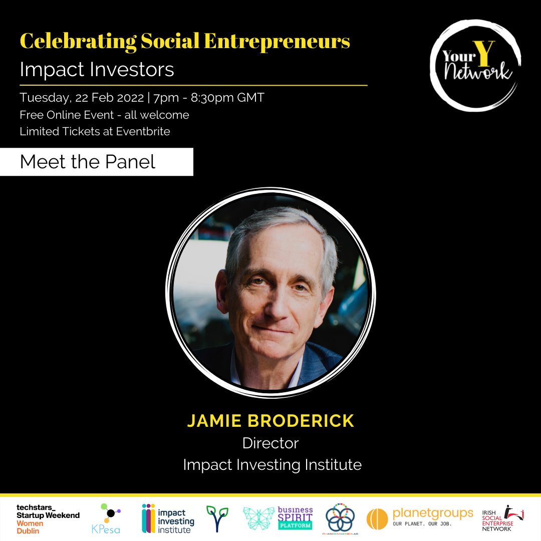 YourYNetworkHQ's tweet photo. Meet the Panel!
Jamie Broderick is the director of @ImpactInvInst, a non-profit organisation aiming to accelerate the growth + improve the effectiveness of the impact investing market.
Grab your FREE ticket now 👇🏾
https://t.co/dHUShHQVtl
🗓️: 22 Feb 2022 | 7pm - 8:30pm GMT https://t.co/5JJM8E6AHl