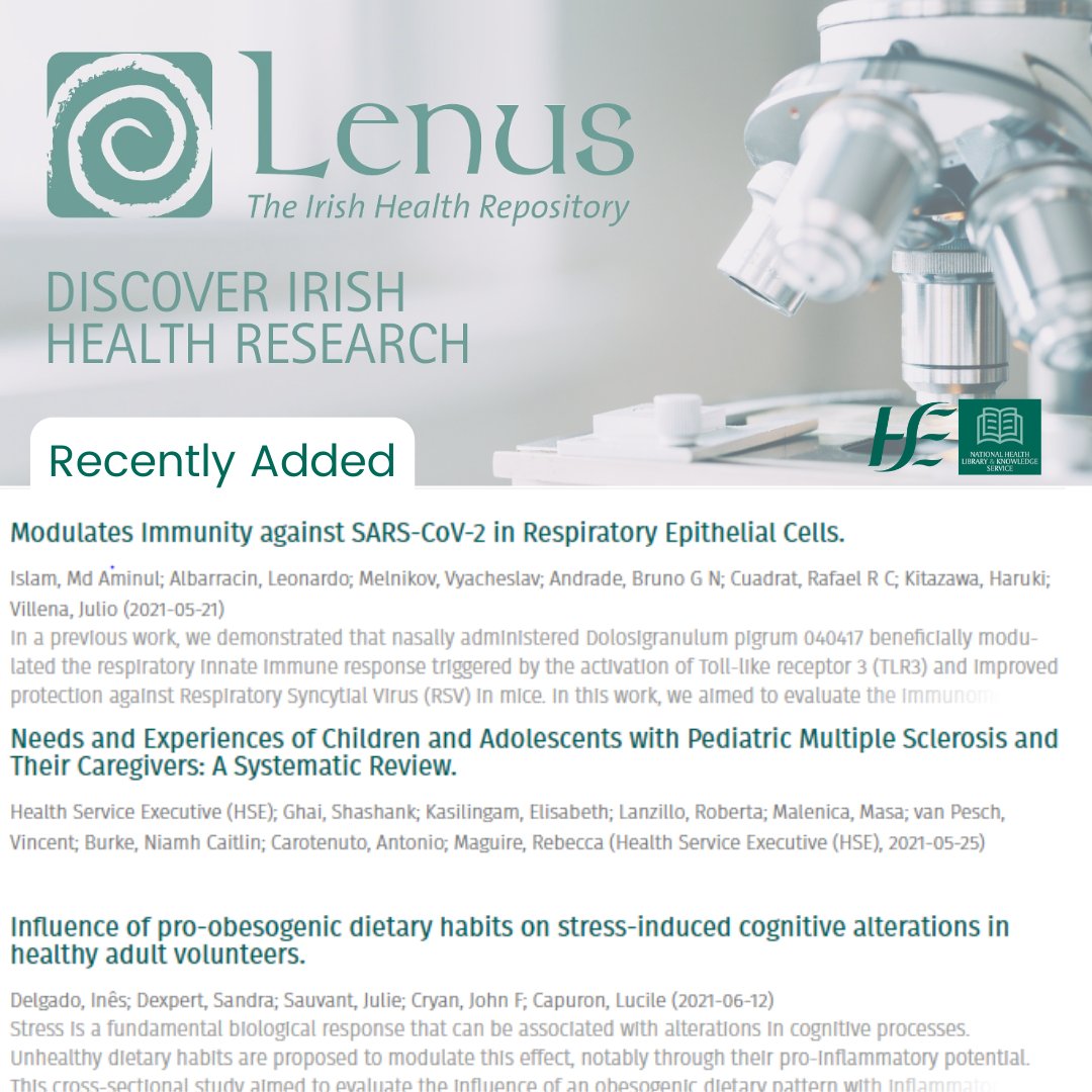 Lenus (@lenushse) on Twitter photo Check out what's new this week lenus.ie
#LenusHSE #irishhealthrepository
#OpenAccess #OAIreland @DMHospitalGroup @saoltagroup <a href="/AmbulanceNAS/">National Ambulance Service ๐ฎ๐ช๐</a>
<a href="/NDTP_HSE/">NDTP</a> <a href="/ICGPnews/">Irish College of GPs</a> <a href="/WeHSCPs/">National HSCP Office, HSE</a> <a href="/hselibrary/">hselibrary.ie</a> <a href="/HSEImm/">HSE National Immunisation Office (NIO)</a> <a href="/NOSPIreland/">HSE National Office for Suicide Prevention (NOSP)</a> <a href="/HSECHO7/">HSE Dublin South, Kildare & West Wicklow</a> <a href="/hpscireland/">HSE Health Protection Surveillance Centre (HPSC)</a> <a href="/HSEvalues/">HSE Values in Action</a> <a href="/MLMCommHealth/">CHO8 Midlands Louth Meath</a> Check out what's new this week lenus.ie
#LenusHSE #irishhealthrepository
#OpenAccess #OAIreland @DMHospitalGroup @saoltagroup <a href="/AmbulanceNAS/">National Ambulance Service ๐ฎ๐ช๐</a>
<a href="/NDTP_HSE/">NDTP</a> <a href="/ICGPnews/">Irish College of GPs</a> <a href="/WeHSCPs/">National HSCP Office, HSE</a> <a href="/hselibrary/">hselibrary.ie</a> <a href="/HSEImm/">HSE National Immunisation Office (NIO)</a> <a href="/NOSPIreland/">HSE National Office for Suicide Prevention (NOSP)</a> <a href="/HSECHO7/">HSE Dublin South, Kildare & West Wicklow</a> <a href="/hpscireland/">HSE Health Protection Surveillance Centre (HPSC)</a> <a href="/HSEvalues/">HSE Values in Action</a> <a href="/MLMCommHealth/">CHO8 Midlands Louth Meath</a>