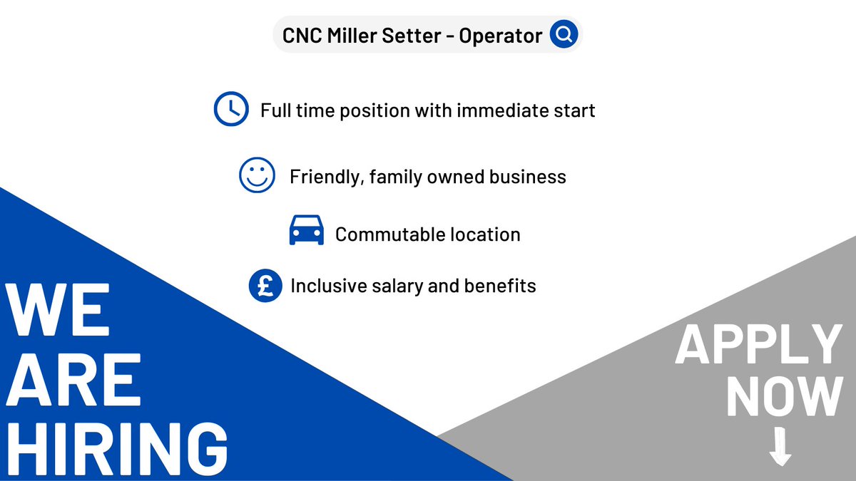 ⭐Due to continual growth Dicker Precision Components is now recruiting for a CNC Miller – Setter – Operator to join us on a permanent basis!⭐

Apply now via link in bio 📄

#jobsinengineering #cncmachinist #cncjobs #jobsinmanufacturing #applytoday