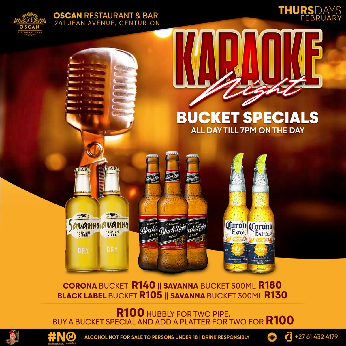 OscanLounge's tweet photo. Bring your friends, Karaoke time. Great time great specials opening till 19:00

Karaoke 20:00 till late.
Every Thursday https://t.co/g6SS7tMH9h