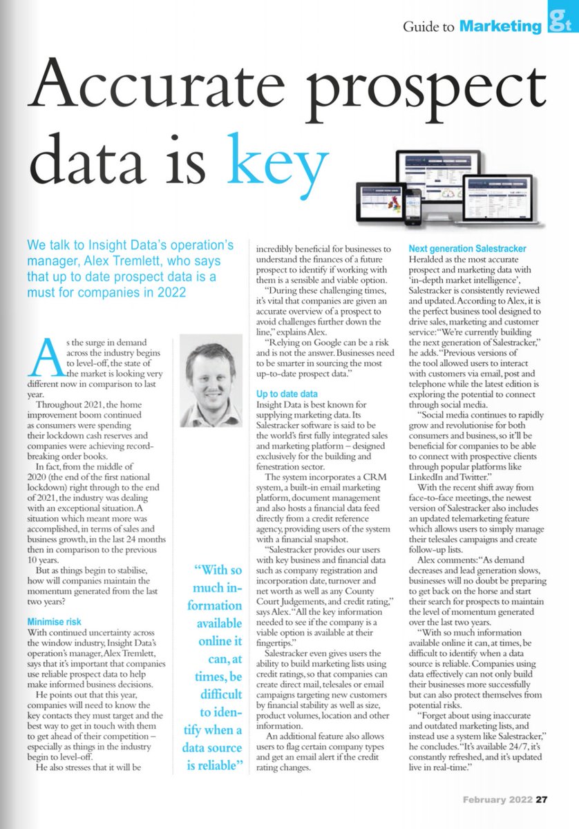 Have you spotted us and our Operations Manager, Alex, in <a href="/glasstimes/">Glass Times</a> this month? 👀 Check out the below articles where we share our expertise on the state of the industry and analyse why data is key for companies in 2022.

#data #glazing #marketingdata #statistics
