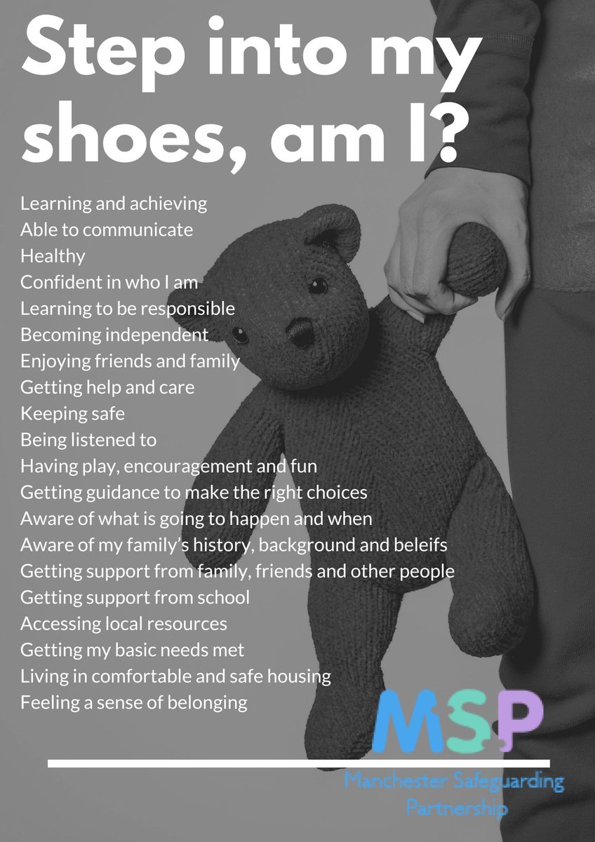 A child centred approach is at the heart of the support we offer to families. We put ourselves in the child's shoes and ask 'what is life like for me right now?' #manchestersafeguardingpartnership #livedinexperience #childcentredapproach #manchesterchildren #yearofthechild