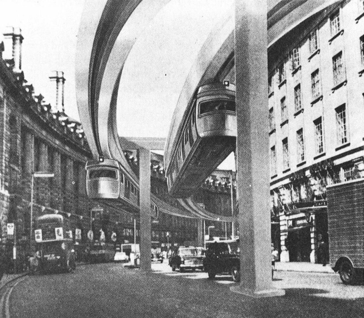The GLC’s 1960s Regent Street Monorail concept.