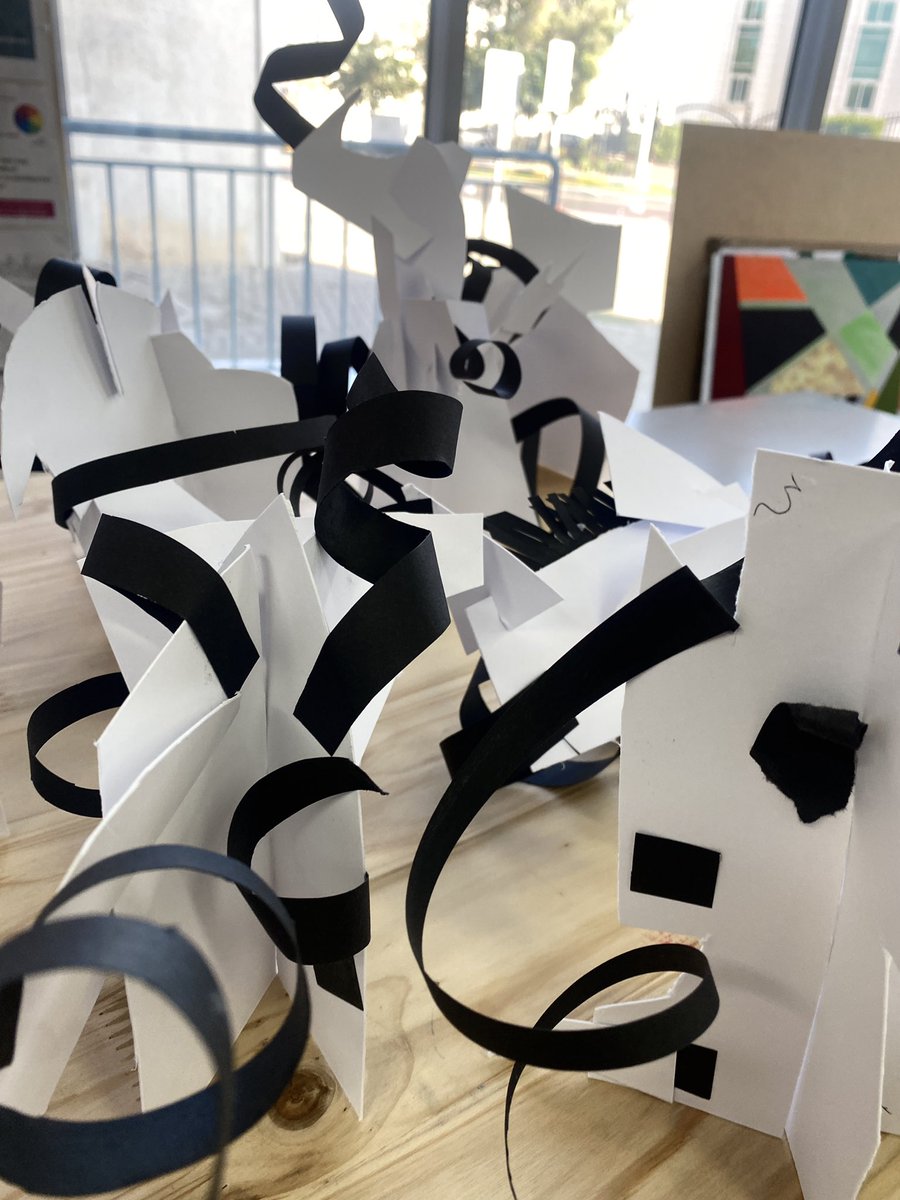 Sculpture workshop today with Yr9 creating paper sculptures in response to Boccioni’s ‘Unique Forms of Continuity in Space’. Exciting to see drawing explored using only scissors and card. <a href="/BSAKAbuDhabi/">BSAK Abu Dhabi</a> <a href="/BSAKart/">BSAK Art</a>