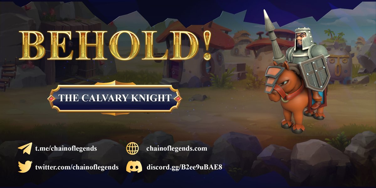chainoflegends's tweet photo. 🎖The Mighty #Calvary_Knight🎖

With his astonishing reputation in battles and leadership capabilities, he can play a major role in tiebreaking your battles ⚔️⚔️

Make sure to give him a key role in your army 🛡🛡
(Reply us your opinions on this Character)
👇
#chainoflegends #NFT https://t.co/hiQxELFSP9