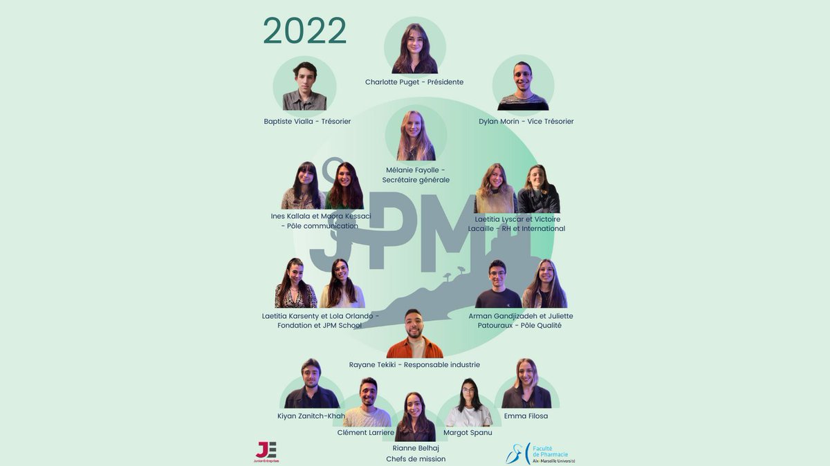 Bonjour à tous ! 🌸Nous étions impatients de vous présenter les nouveaux membres de la JPM.🎉🎊Nous avons hâte de vous rencontrer lors de nos futurs événements au sein de la faculté et que vous puissiez suivre notre évolution tout au long de 2022. ✨#Pharmamarseille #JPM #JE