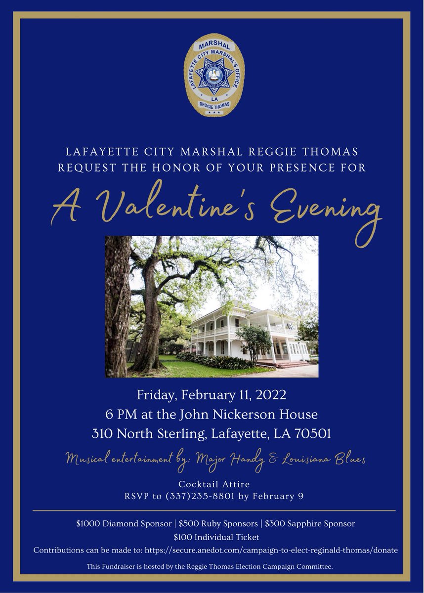 MarshalRThomas's tweet photo. FUNDRAISER EVENT

Contribute now at https://t.co/DVhEOQI0h6 

#MarshalReggieThomas #Valentines https://t.co/Pu8jbE07Rt
