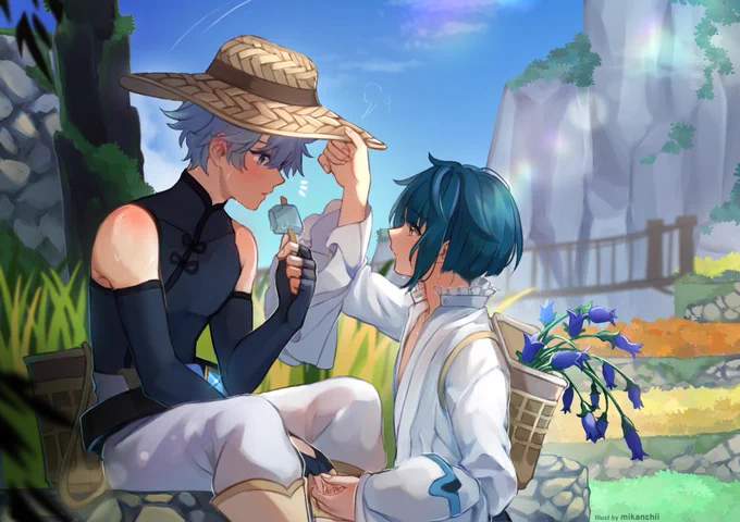an unusually sunny day for herb gathering 🌿☀️
#xingyun #xingqiu #chongyun #GenshinImpact 
