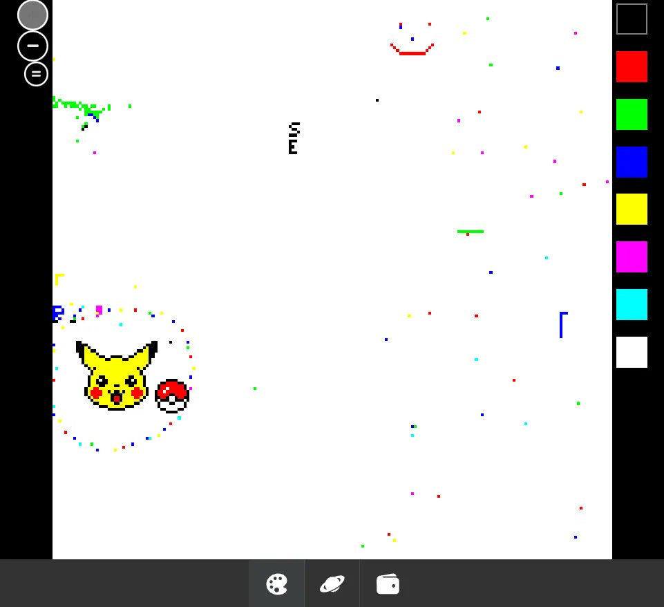 ArtificialMind0's tweet image. 1/2 A couple favorites on the canvas so far!! 
There&apos;s still time to go in and contribute to the image before we send it into space to the International Space Station @Space_Station 

buff.ly/3gMWAPb

#art #aiart #blockchainart #pokemon #pikachu