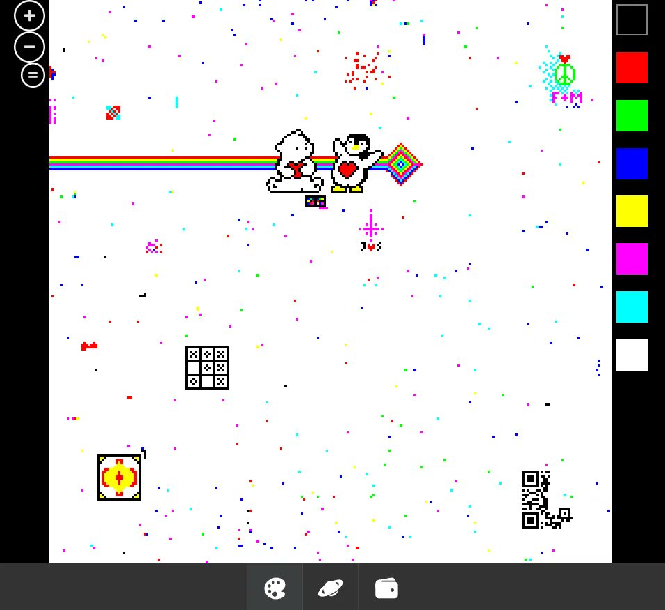 ArtificialMind0's tweet image. 1/2 A couple favorites on the canvas so far!! 
There&apos;s still time to go in and contribute to the image before we send it into space to the International Space Station @Space_Station 

buff.ly/3gMWAPb

#spaceart #nasa #blockchain #art