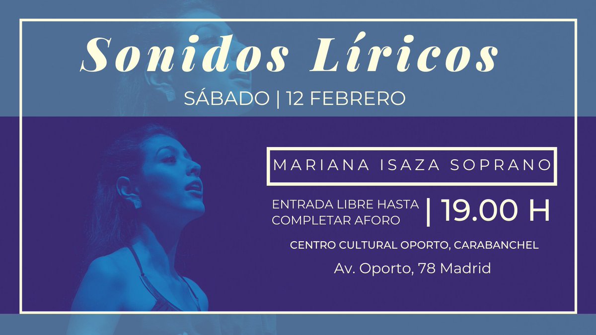 Sí, otra fecha para este bonito recital. 🎉🎉🎉

Tendremos de nuevo la oportunidad de compartir y escuchar música maravillosa.

¡¡¡No os lo perdáis!!! 

#marianaisazasoprano #MarianaVoice #lavozdemariana #soprano #operasinger #Madrid #canto