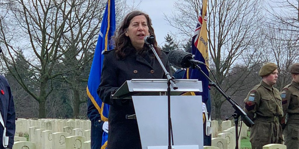 CanEmbNL's tweet photo. 77 years ago today, Allied Forces launched #OperationVeritable, a key and fierce campaign in the liberation of the 🇳🇱 in WWII.
 
@AmbLisaHelfand attended the annual commemoration at the Canadian War Cemetery, Groesbeek, Netherlands. https://t.co/hr1A5mF9nT