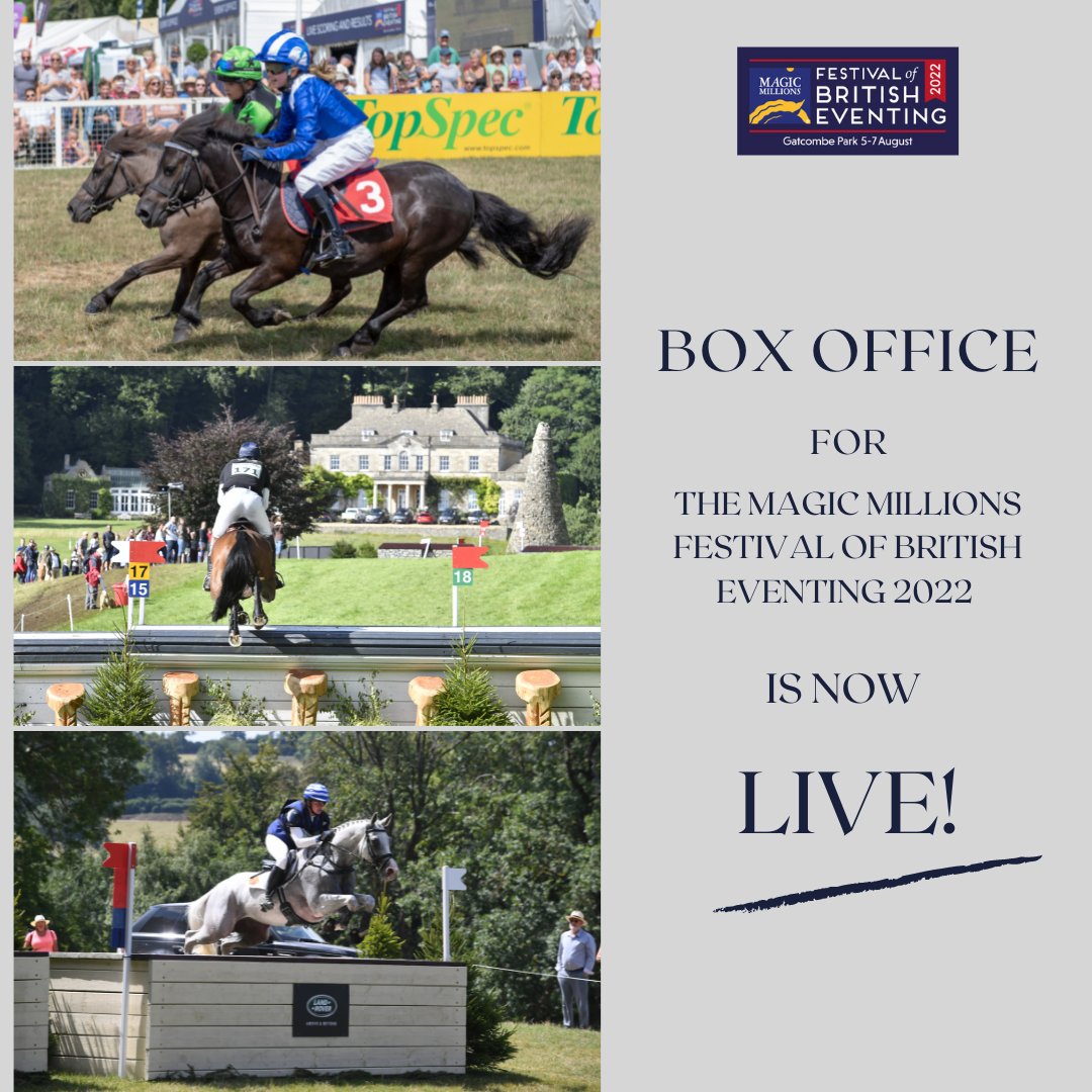 𝐁𝐎𝐗 𝐎𝐅𝐅𝐈𝐂𝐄 for <a href="/FestivalofBE/">Festival of British Eventing</a> is now 𝐋𝐈𝐕𝐄! 🎉

We are super excited to manage the PR and Media for this event returning to the beautiful Gatcombe Park on the 5th – 7th August 2022. 🐴

Please find out more here: festivalofbritisheventing.com/tickets/