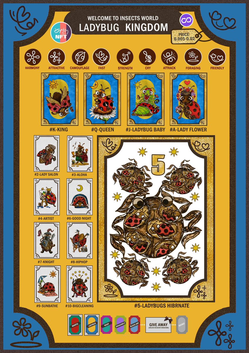 nopp_ko's tweet photo. ✨🐞🇹🇭#InsectKingdoms 
🌞Welcome to Mantis and Ladybug Kingdoms 💐
🎮This NFT art is card game challage for owner.
Price 0.005-0.02
Opensea (polygon chain) : https://t.co/FYtXFf5U5a
#NFTTHAILAND #NFTCommmunity #NFTcollections https://t.co/HuH5BpSH4j