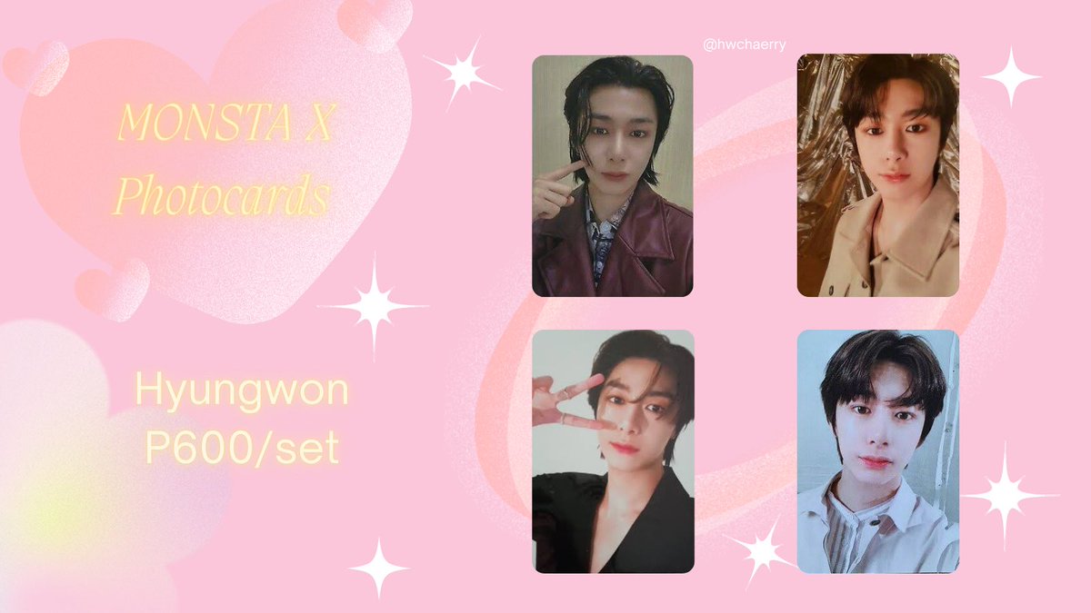 hwchaerry's tweet photo. wts 

hyungwon fantasia pc
hyungwon love killa pc
hyungwon love killa pob pc

— price shown in pic https://t.co/CblWkJJekz